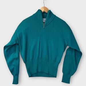 Vintage 80s Meister Womens Sweater Zipper Relaxed Wide Sleeve Wool Blend Y2K Med